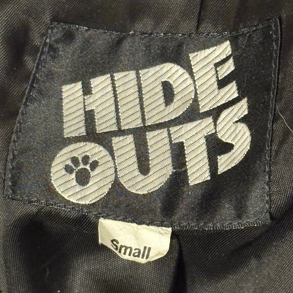 Vintage Hide Out Genuine Leather Trench Coat Black Longline 80s Oversized Small - Picture 7 of 9